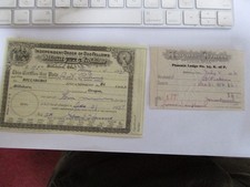 LOT OF 2 INDEPENDENT ORDER OF ODD FELLOWS & KNIGHTS OF PYTHIAS DOCS. HILLSBORO picture