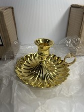 VTG Solid Brass Candlestick Holder With Scalloped Design(New Old Stock) 1950-70s picture