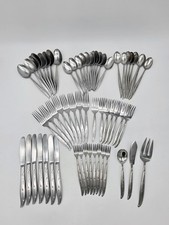 60 pcs MCM Atomic Starburst Stainless Steel Flatware Japan Knives Forks Spoons picture
