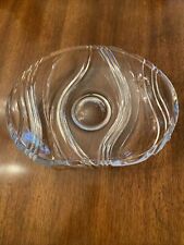 Kidney Shape Cut Glass Crystal Bowl Dish Antique Centerpiece Heavy picture