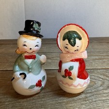 Vintage Mr. & Mrs. Snowman Lefton Japan Salt & Pepper Shakers picture
