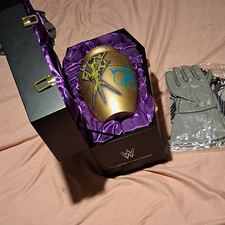 WWE The Undertaker Wood Hinged Lined Box Rectangle Black Purple Gold Autographed picture
