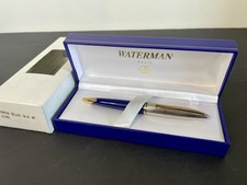 NIB Waterman Carene Deluxe Ball Pen Blue Laquuer/Silver w Gold Trim BP 21202 picture