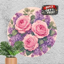 Romantic Pink Roses Floral Bouquet Tin Sign Shabby Chic Cottage Metal Plaque picture