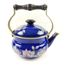 VGC Gailstyn-Sutton Jardine Collection Porcelain Enamel Tea Pot Kettle Blue 1985 picture
