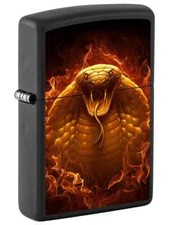 Zippo 8177, Cobra Snake & Flames Design Lighter, Black Matte Finish, NEW picture