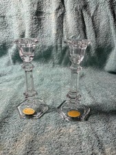 Set Of 2 24% PbO Genuine Lead Crystal Taper Candle Stick Holders Western Germany picture