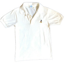 Vintage Walt Disney Productions Mickey Mouse Polo Shirt White Youth XL 14-16 USA picture