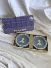 Wedgwood princess Diana Royal Wedding 1981 Blue Jasperware Pair Round Trays picture
