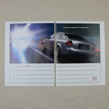 1997 Audi A6 Car Print Ad Paper Magazine Clipping Autobahn 2 Page Vintage 90s picture