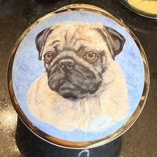 Pug Trinket Box Merry Scotland Designs Hand Painted Ceramic  3.25