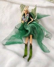 Winward 13” Blonde Hair Woodland Leaf Green Dress Winged Fairy Mystical Cute EUC picture