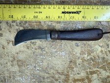 Vintage Uniprise Japan Hawkbill Folding Pruning Knife Wood Handle Bail Loop picture