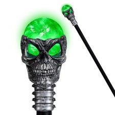 Halloween Skull Ball Staff Vintage Cane - Magic Walking Cane Prop for Costume Pa picture