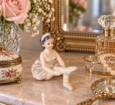 VTG Bisque Porcelain Ballerina 4 X 4” Sparkly Tutu Lovely picture