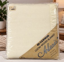 Vintage Alexis Cannon Loom Woven Ivory White Blanket Bedroom Twin  66