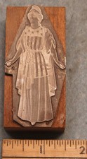 Antique LADY LIBERTY Zinc Printing Block * Stars & Stripes Dress 6P143 picture