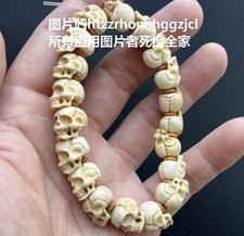 Deer Antler Carved Skull Bead Bracelet Hand Chain Culture Gift Decor Collection picture