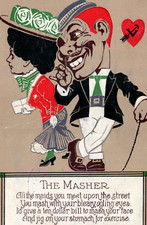 1909 The Masher Risqué Humor Womanizer Poem Comical Risque Valentine Postcard picture
