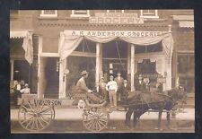 REAL PHOTO LAMAR MISSOURI ANDERSON GROCERY STORE HORSE WAGON POSTCARD COPY picture