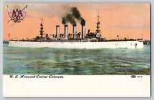 Pre WWI US Armored Cruiser USS Colorado ACR-7 Postcard Eagle c1908-10's picture