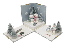 Avon 2007 Fold Out Christmas Box Musical Snowman Family Forest Holiday Gift NOS picture