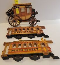 Homco Dart 3pc Set Wall Plaque 1975 Trolly Car Stage Coach Main Street picture