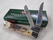MINT NIB 2006 Case XX 5207 Stag Mini Trapper Blue Scroll Sp. Ed. Pocketknife picture