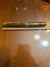 Vinatge Wahl Eversharp Fountain Pen Art Deco Band Senior Size Green And Bronze picture