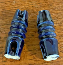 Vintage Cobalt Blue Ceramic Radio Antenna Strain Guy Wire Insulators - Lot of 2 picture