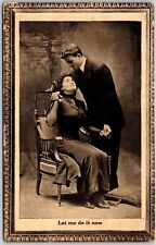 1911 Lovers Couple Sweet Gestures Romance Bordered Posted Postcard picture