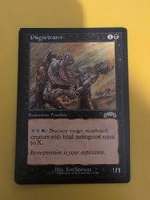 Plaguebearer. Summon Zombie. Magic the Gathering Card.Exodus. Old Vintage MTG picture