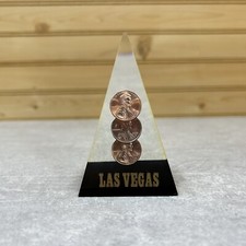 Vintage Las Vegas Pyramid Pennies Acrylic Paperweight 3.75