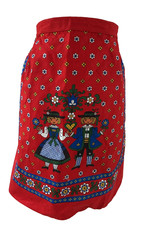 Vintage 1967's Kolf Austria Folk Art Red & Navy Cotton Half Apron Unused Bright picture