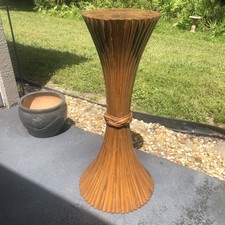 Vintage Mid Century 1970’s McGuire Style Sheaf Of Wheat Rattan Pedestal picture