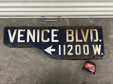 SUPER RARE 🔥 1950’s Los Angeles Porcelain SHOTGUN Street Sign VENICE BLVD picture