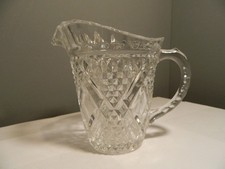 Vintage FTD 1985 Clear Crystal Glass Milk Gravy Pitcher With Diamond Pattern picture