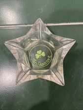 Vintage The Shamrock Clover Glass Advertising Ashtray picture