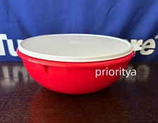 Tupperware 26 cup / 6.2 L Classic Large Fix N Mix Bowl Red Bowl w/ White Lid New picture