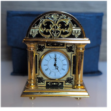 Miniature Mental Carriage Clock 24K Gold Trim Credan, S.A Toledo Spain picture