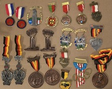 EUC Lot Of 20 Vintage German Volksmarch Volkswandertag Ribbon Medals Germany picture