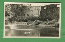 Vintage Modernist Building Garden Pond Fountain Real Photo Postcard RPPC picture