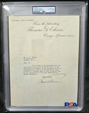 THOMAS A. EDISON SIGNED / AUTOGRAPH LETTER PSA AUTHENTIC picture