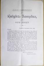 1882 Grand Commandery NJ Knights Templar Circular Paterson Trenton Jos W Congdon picture