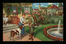Dog puppy postcard Military solider printed Germany WWI 1914-1915 Vintage picture
