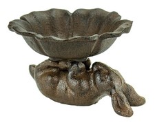 New Cast Iron Rabbit Holding Flower Trinket Dish UX4668 Ships Free picture