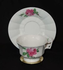 Meissen PINK ROSE (Crossed Swords Backstamp) Coffee or Tea Cup & Saucer Set picture