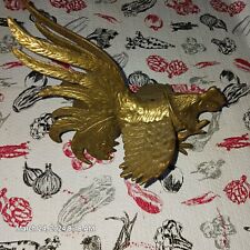 Vintage Fighting Rooster Figurine Solid Brass Pre 1950s picture