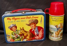 Vintage ROY ROGERS ON RAIL Lunchbox & Thermos - Cowboy (1957) C-8.5/9 Minty picture