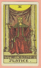 Justice, Major Arcana XI, Classic, single swap Tarot Card - 2⅜